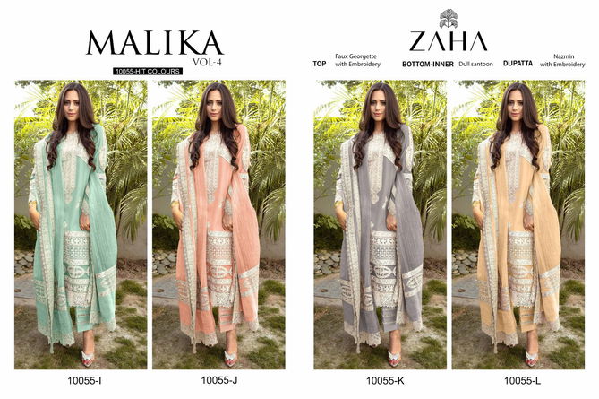 Malika Vol 4 By Zaha Designer Pakistani Suits Catalog
